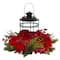13" Poinsettia, Berry & Pine Artificial Arrangement Candelabrum